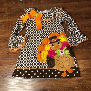 Rare Editions Thanksgiving Cute Turkey dress Sz 4T